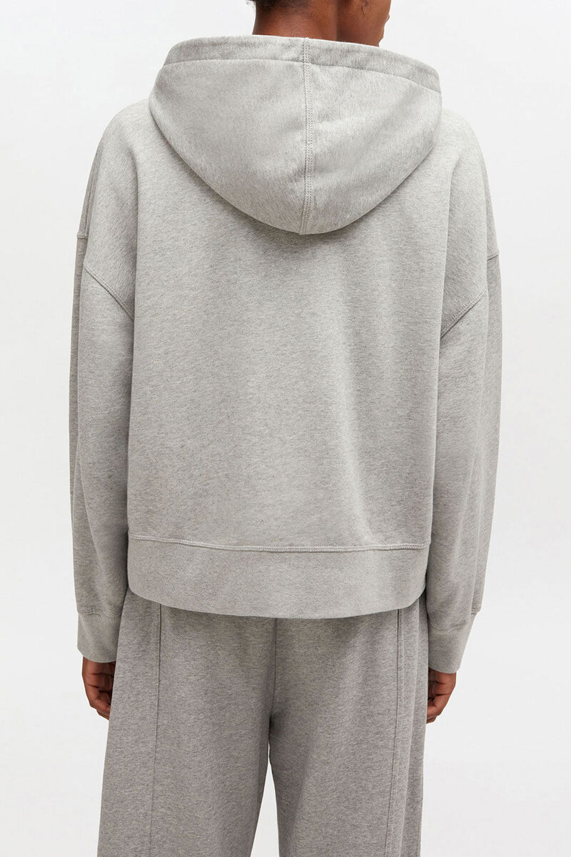 Sweat &agrave; capuche zipp&eacute; essentiel, Organic Cotton, in colour Paloma - 3 - GANNI