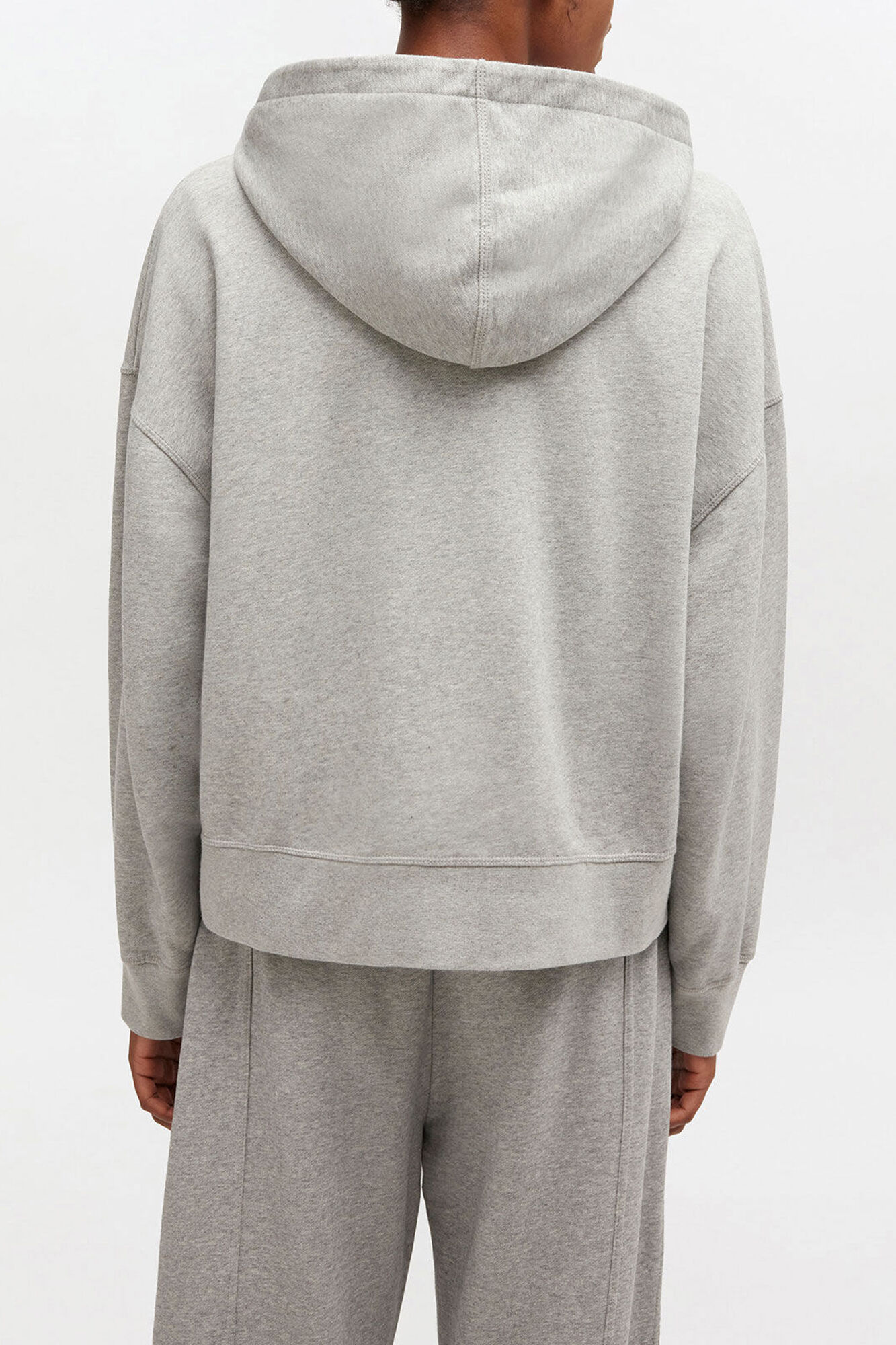 Sweat &agrave; capuche zipp&eacute; essentiel, Organic Cotton, in colour Paloma - 3 - GANNI