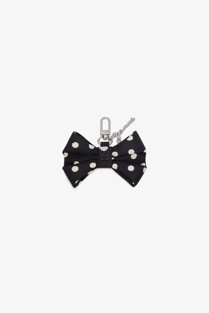 Bow Charm with Dots, Black