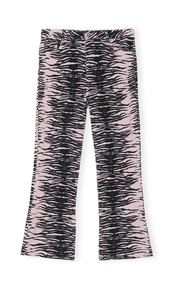 Betzy Cropped Jeans, Cotton, in colour Tiger Stripe Light Lilac - 1 - GANNI