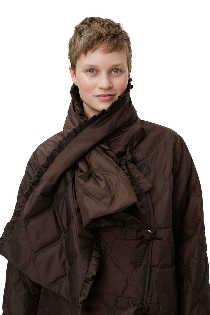 Ripstop Quilt Asymmetric Jacket, in colour Mole - 5 - GANNI
