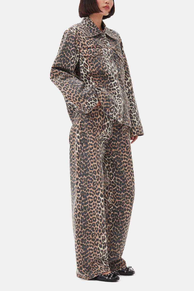 Leopard Denim Jacket, Organic Cotton, in colour Leopard - 3 - GANNI