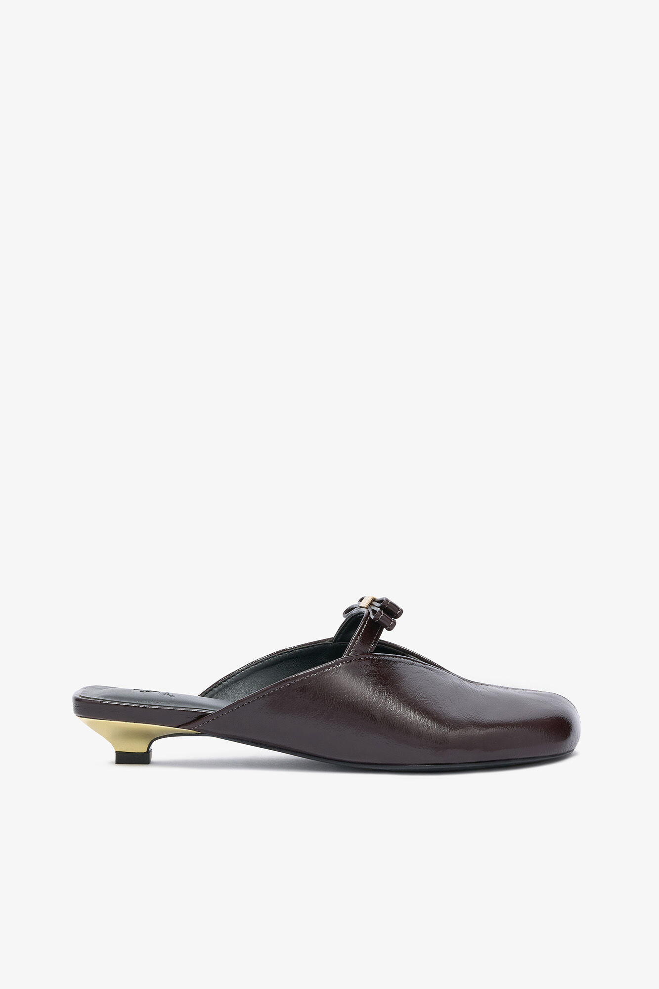 Sue Kitten Heel Mules in Brown, Polyester, in colour Demitasse - 1 - GANNI