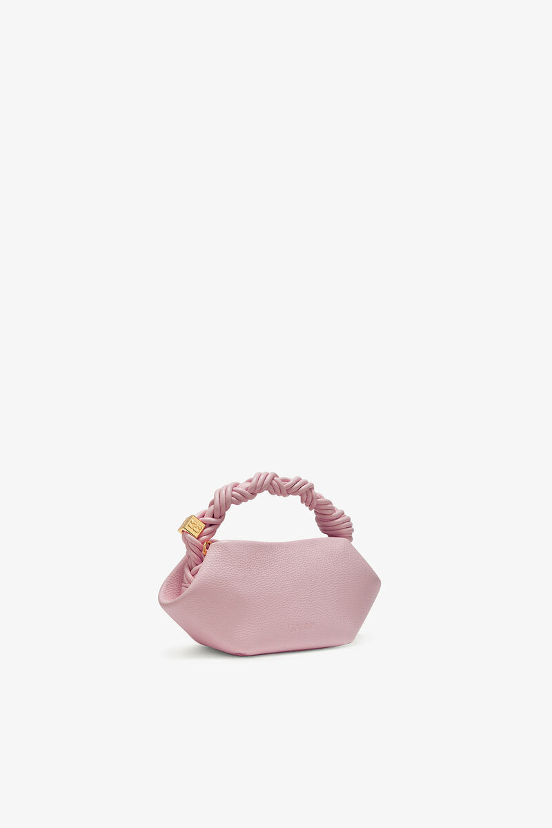 Grained Mini Bou Bag, Recycled Polyester, in colour Chalk Pink - 2 - GANNI