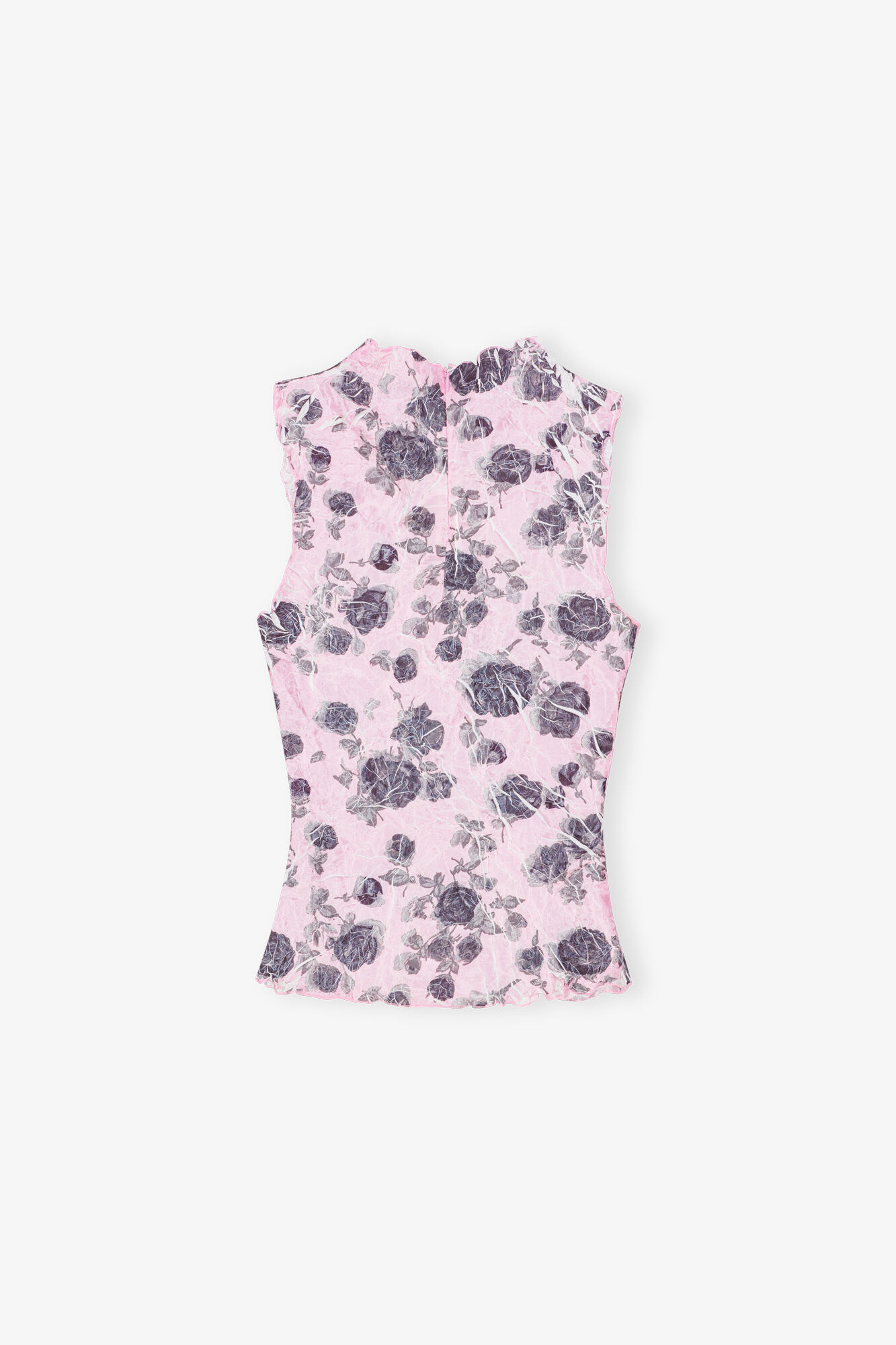 Pink Floral Printed Top, Recycled Polyester, in colour Corsage - 2 - GANNI