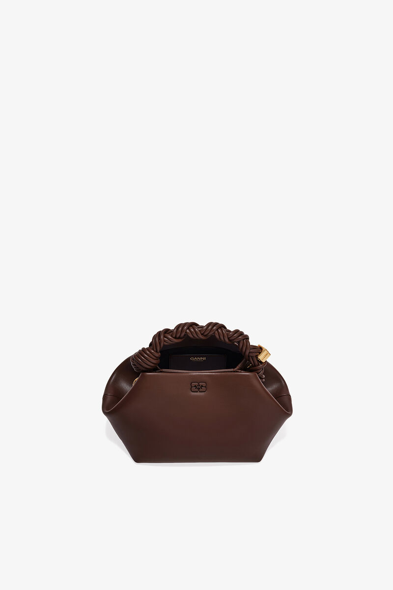 Brown Small Bou Bag, Recycled Leather, in colour Chocolate Fondant - 3 - GANNI
