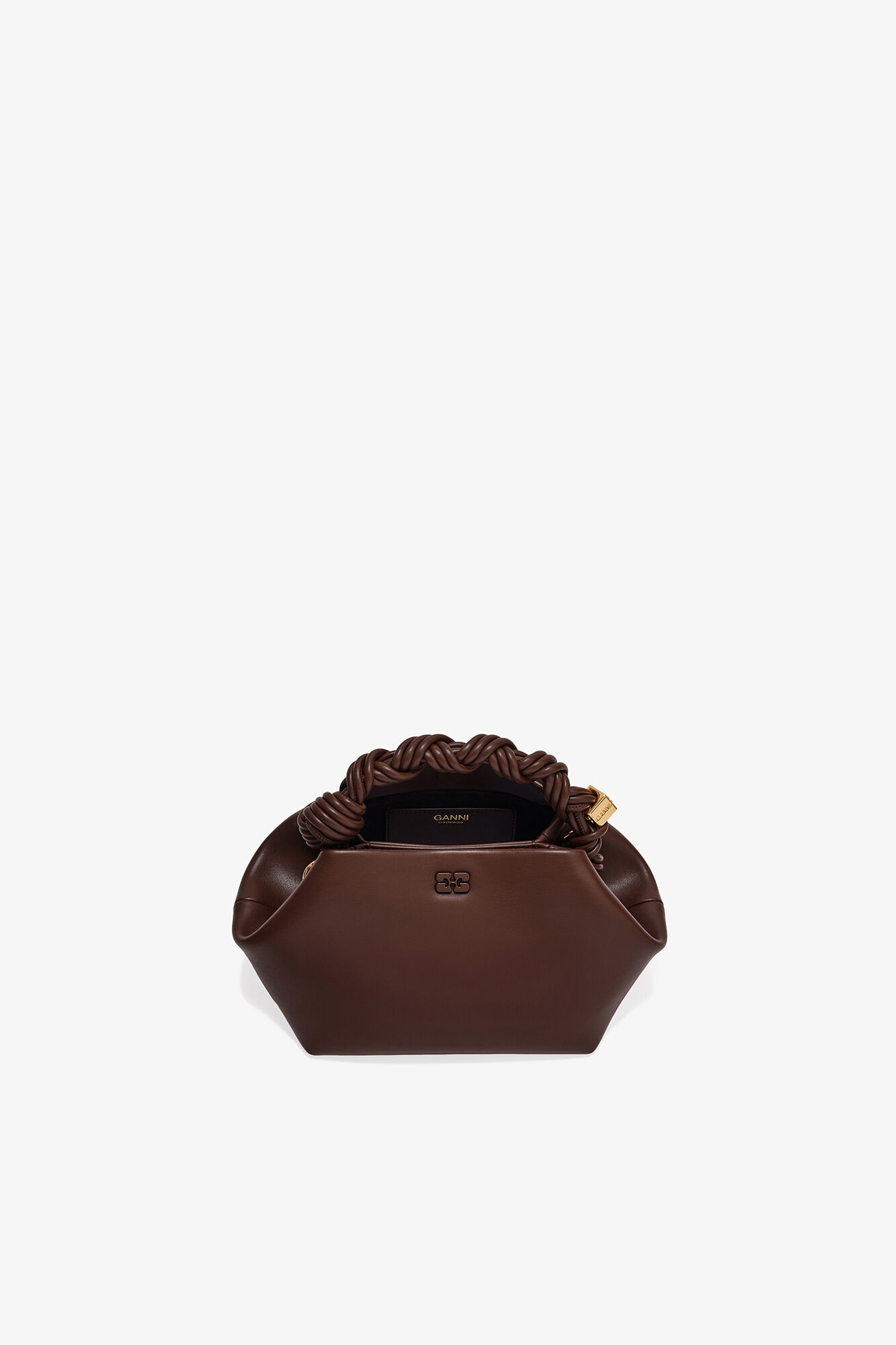 Brown Small Bou Bag, Recycled Leather, in colour Chocolate Fondant - 3 - GANNI