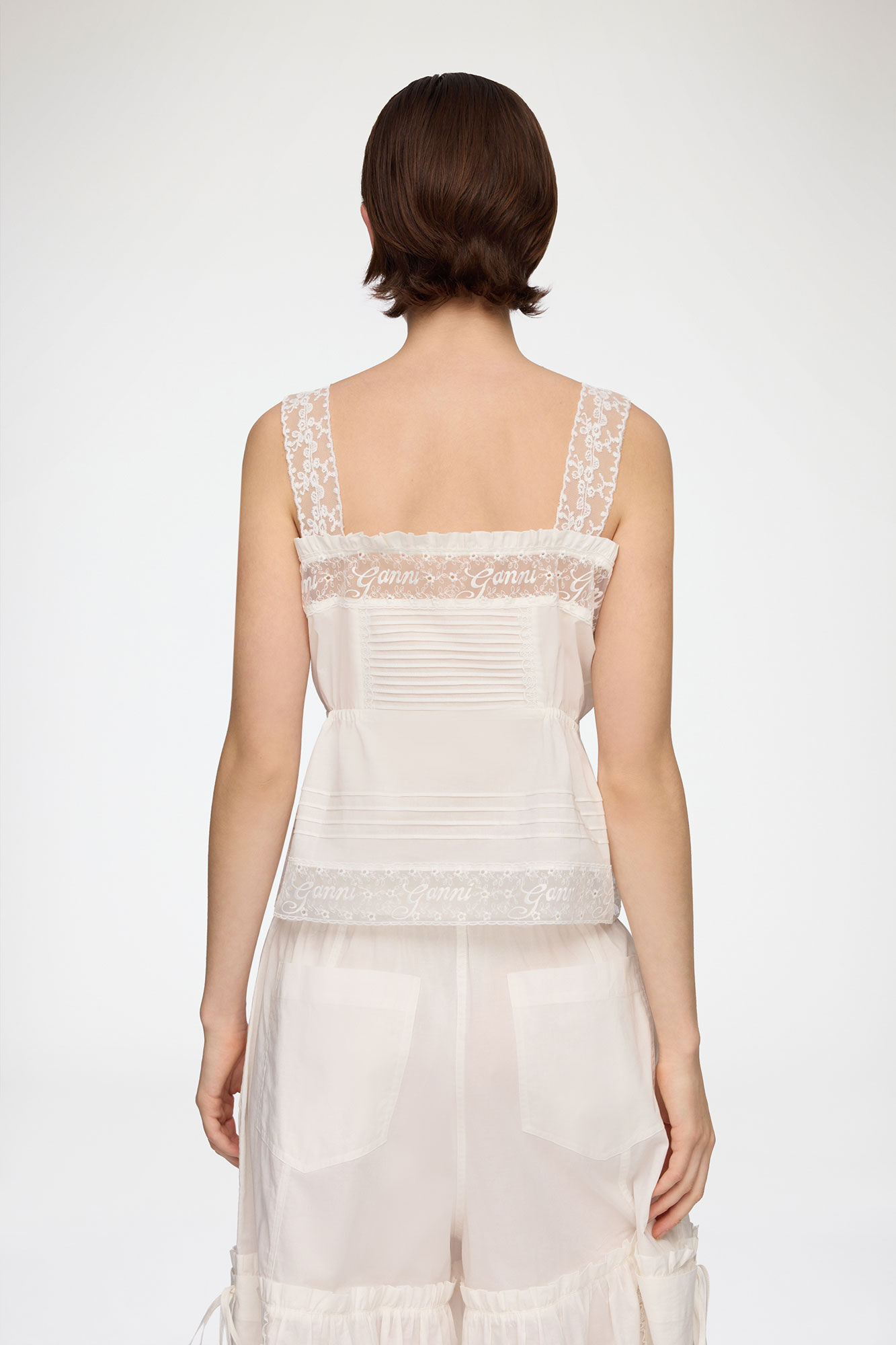 Top in White Cotton, Organic Cotton, in colour Bright White - 3 - GANNI