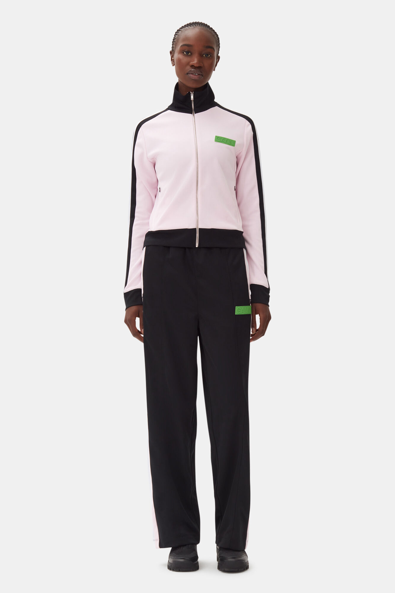 Sporty Jersey Tracksuit Jacket, Recycled Polyester, in colour Black - 2 - GANNI