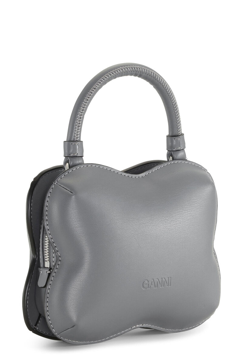 Small Grey Butterfly Crossbody Bag, Polyester, in colour Frost Gray - 2 - GANNI