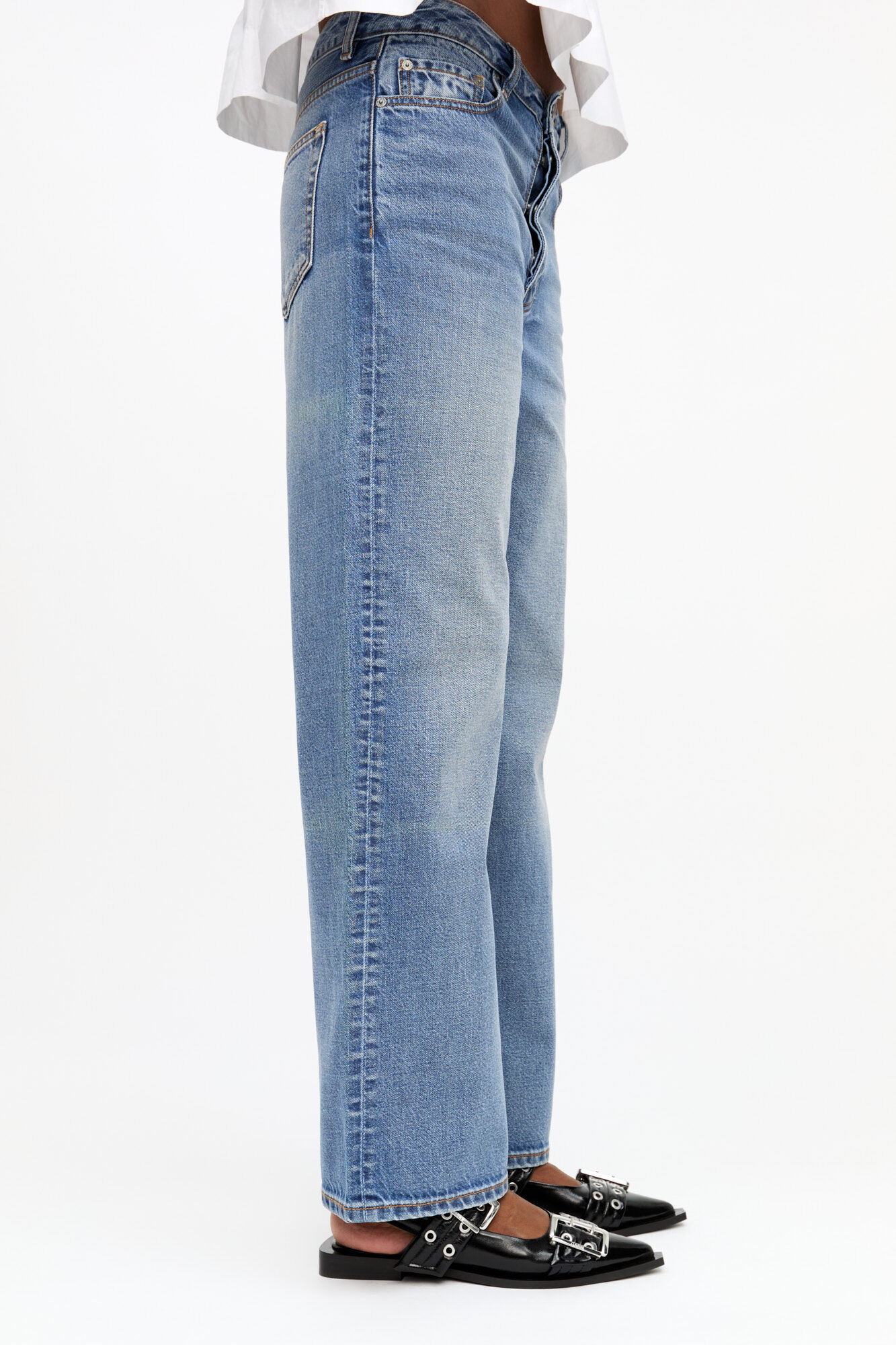 Light Blue Izey Jeans, Cotton, in colour Tint Wash - 3 - GANNI