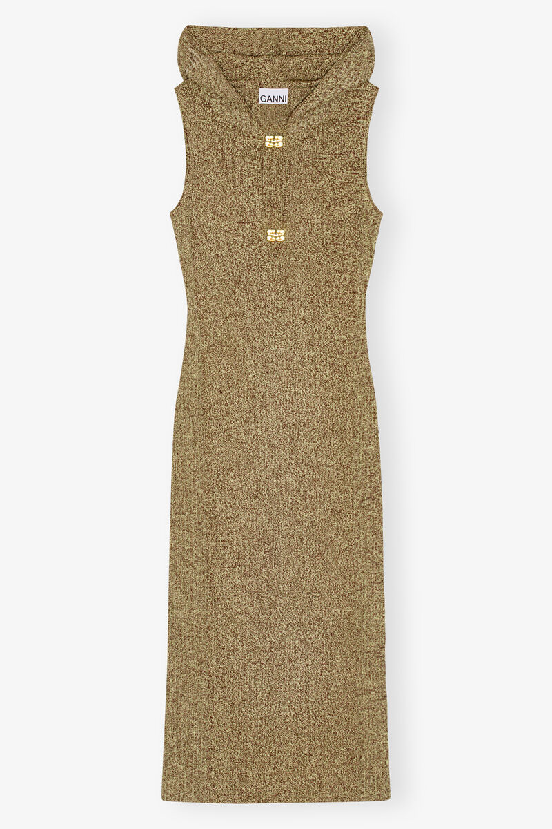 Brandy Brown GANNI x Paloma Elsesser Melange Rib Sleeveless Dress