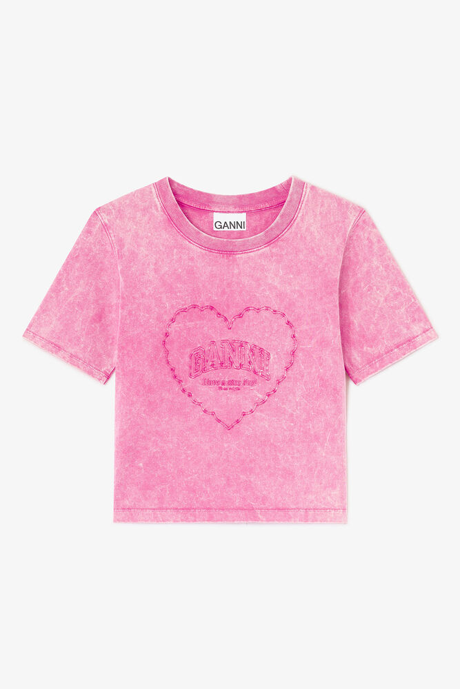 Pink Washed Heart T-shirt, Hot Pink