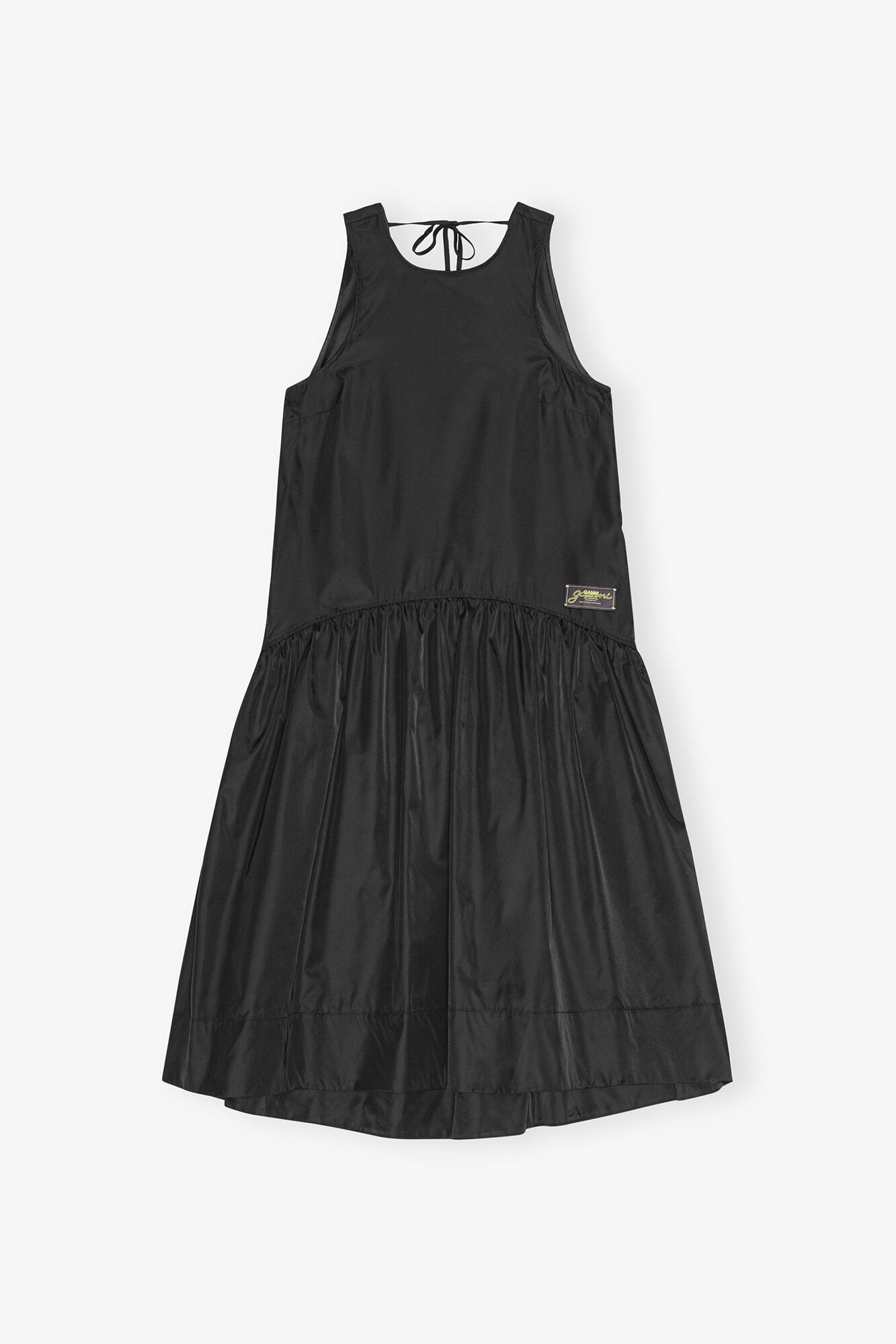 Robe midi en nylon Duchesse noir, Recycled Polyamide, in colour Black - 1 - GANNI