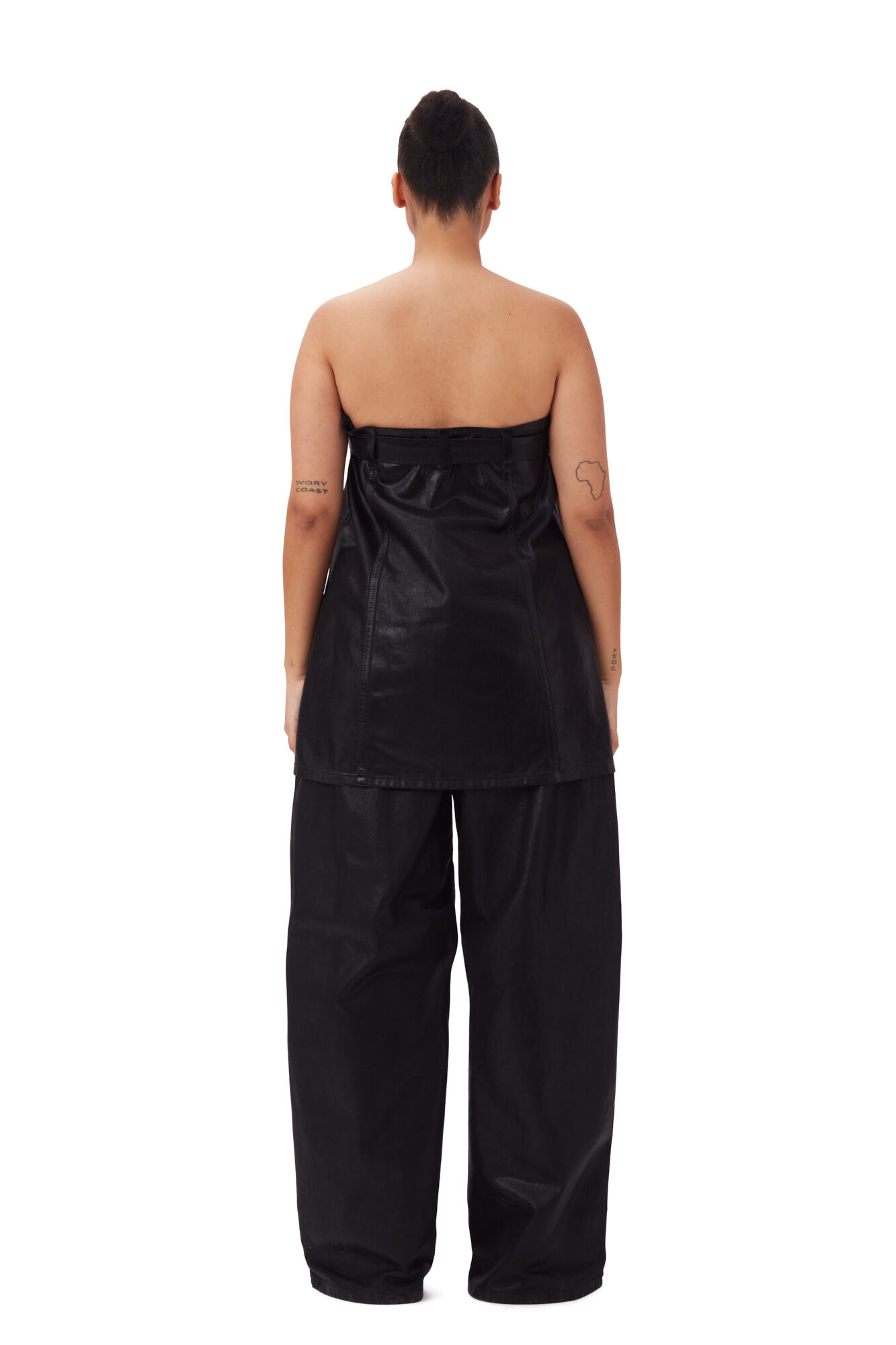 Black Foil Denim Corsage, Cotton, in colour Black - 8 - GANNI