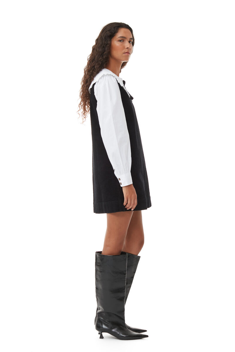 Black Black Corduroy Tie Band Mini Dress | GANNI UK