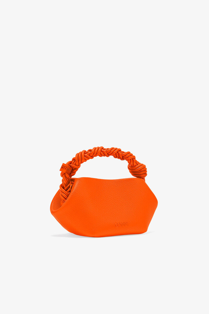 Oransje, mini GANNI Bou-veske med kornet tekstur, Polyurethane, in colour Russet Orange - 2 - GANNI