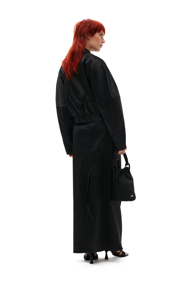 Double Satin Short Jacket, Elastane, in colour Black - 5 - GANNI