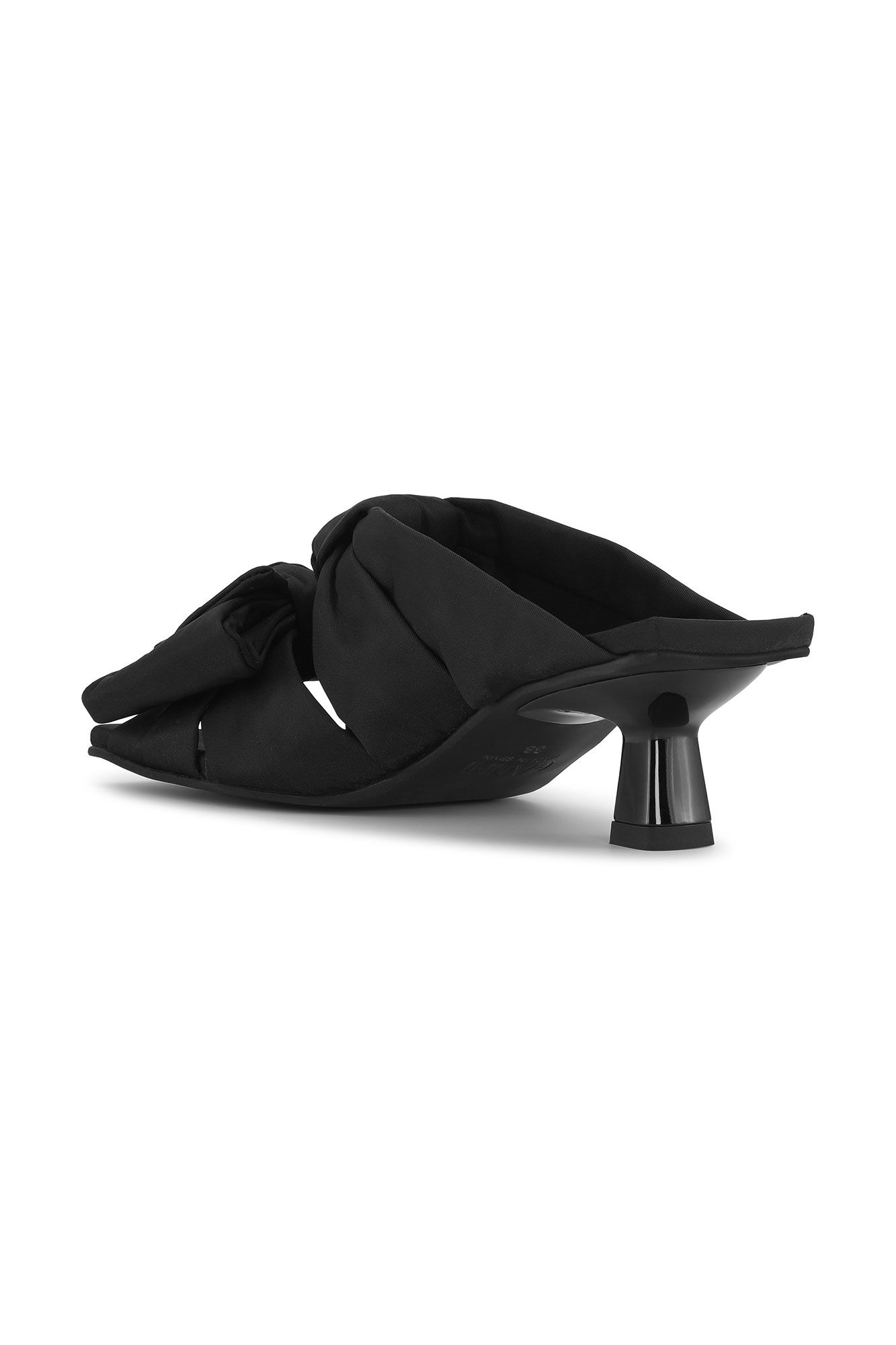 Soft Bow Kitten Heel Sandals, Nylon, in colour Black - 2 - GANNI