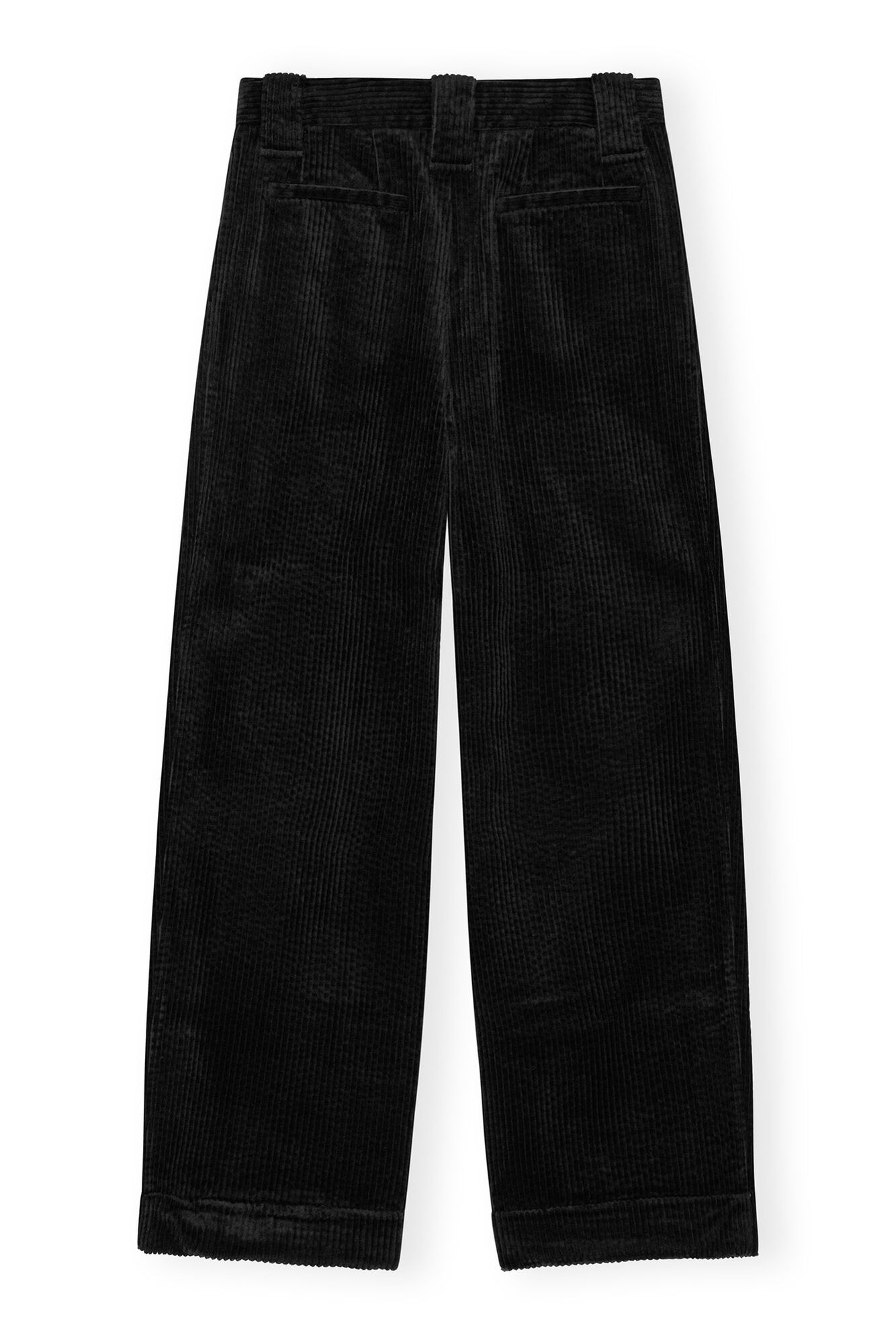 Black Corduroy Loose Pleat Trousers, Elastane, in colour Black - 2 - GANNI