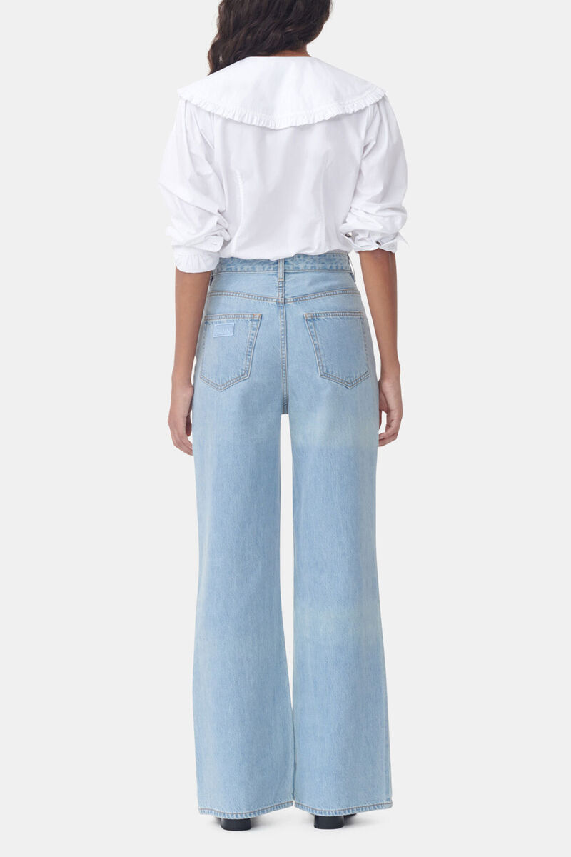 White Frill Collar Poplin Shirt, Cotton, in colour Bright White - 4 - GANNI