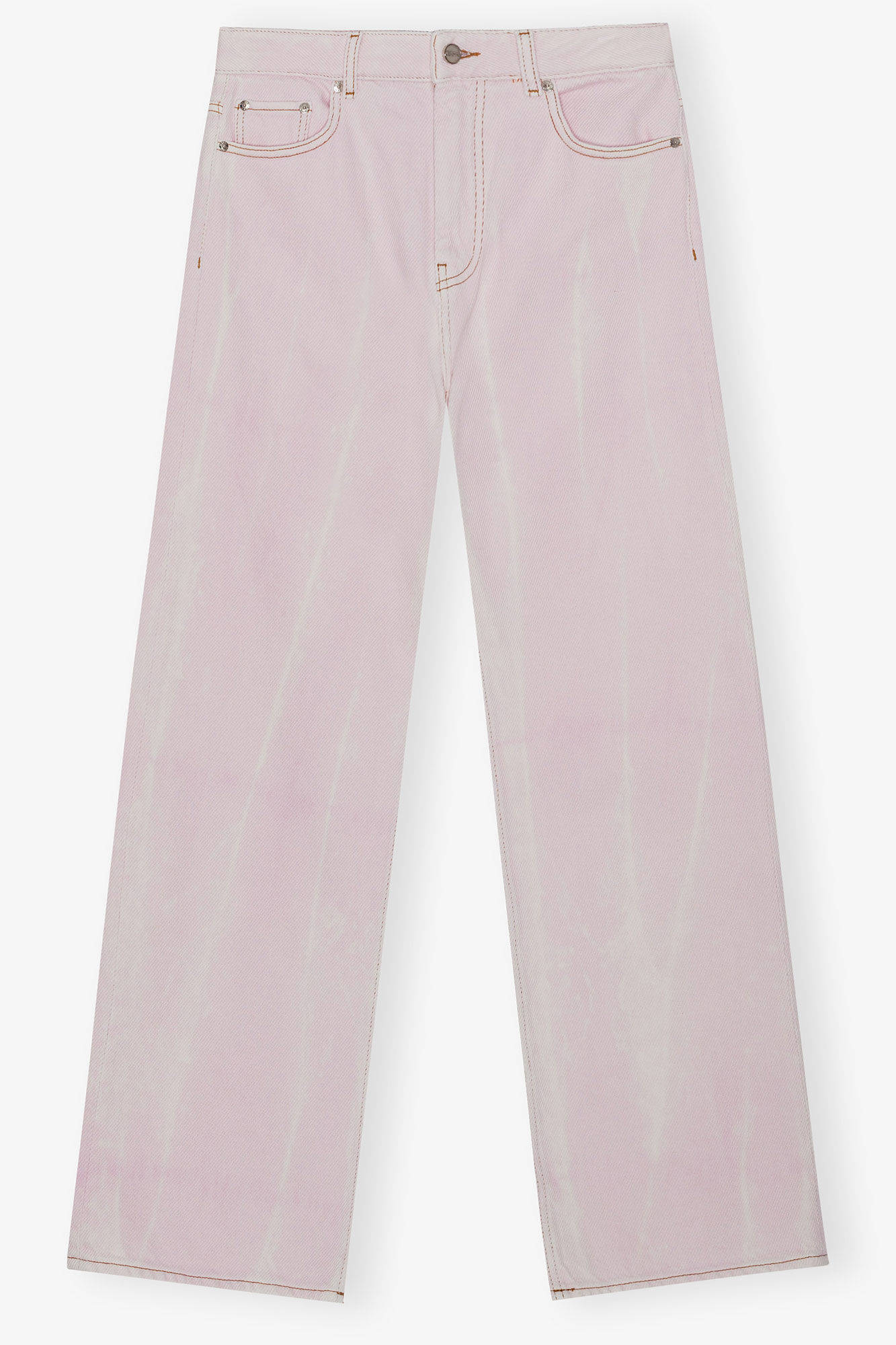 Pink Washed Izey Jeans, Cotton, in colour Chalk Pink - 1 - GANNI