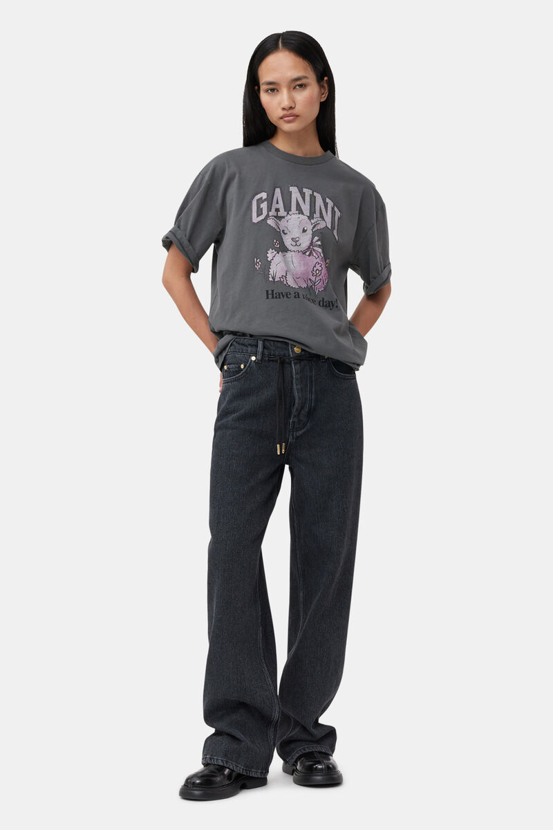 Future Grey Relaxed Lamb T-shirt | GANNI UK