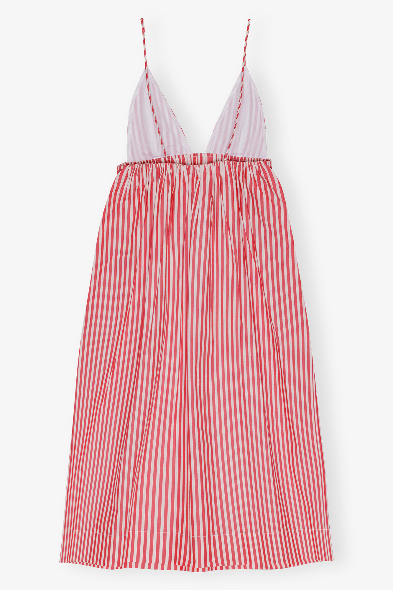 Red Stripe Cotton Strap Midi Dress, Cotton, in colour Barbados Cherry - 2 - GANNI