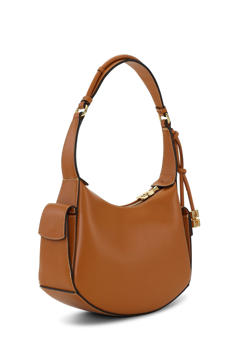 Brown GANNI Swing Shoulder Bag, Polyester, in colour Caramel Café - 2 - GANNI
