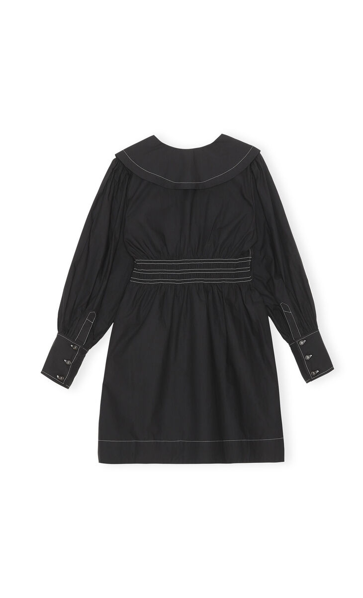 Poplin Mini Dress, Cotton, in colour Black - 2 - GANNI