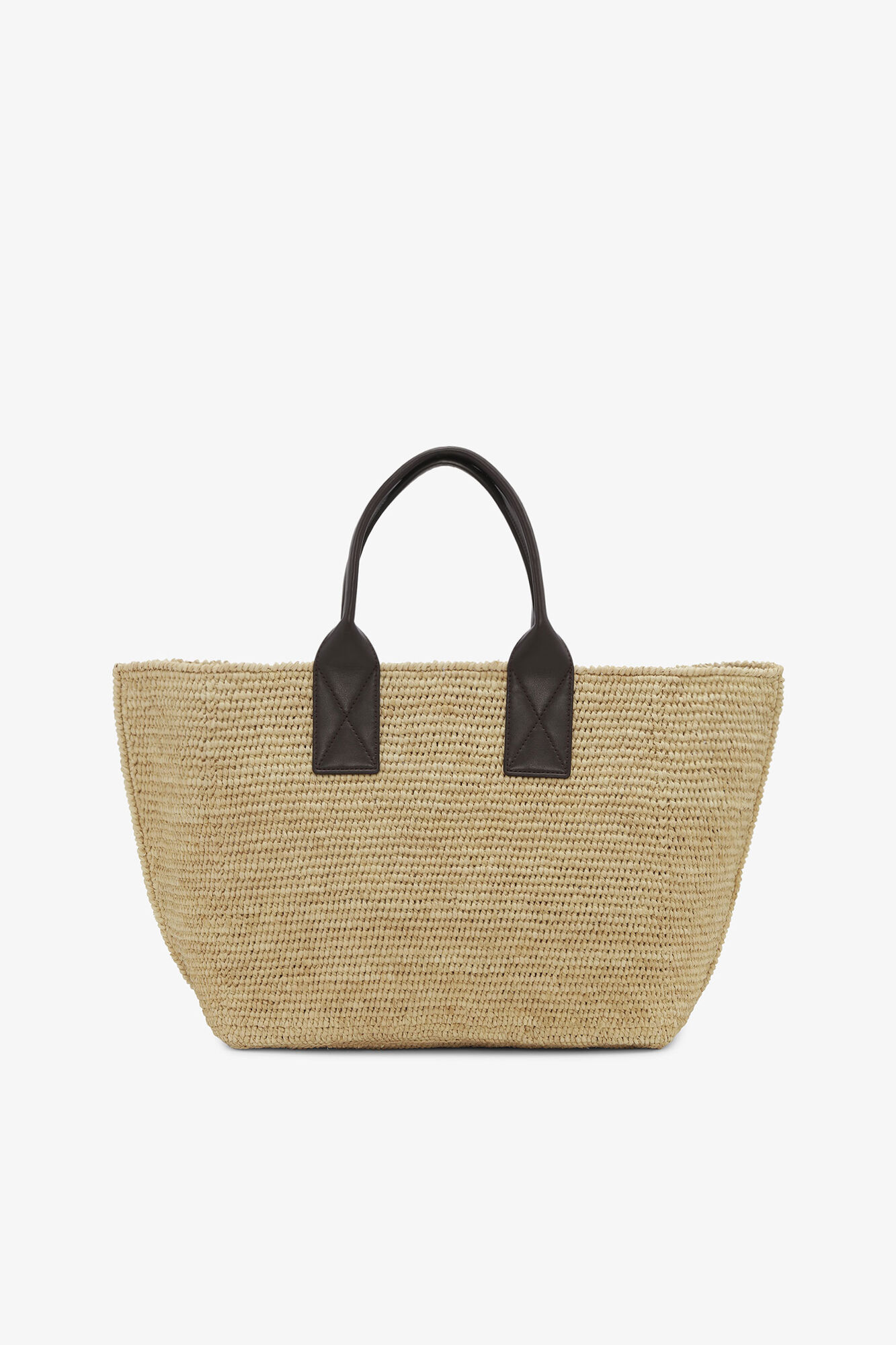Brown Medium Raffia Tote, Raffia, in colour Seal Brown - 2 - GANNI