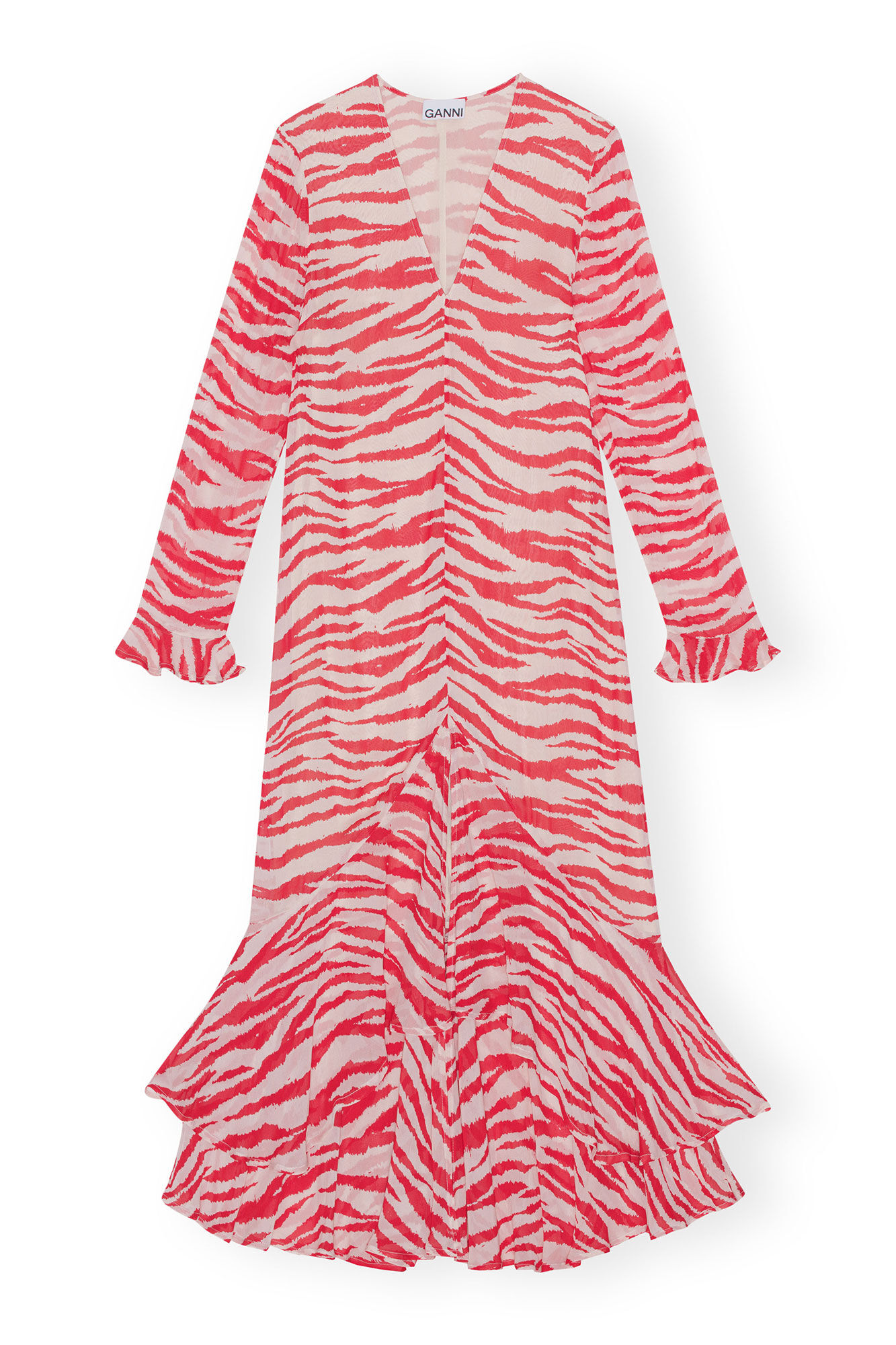 Printed Light Georgette Maxi Dress, Viscose, in colour Castle Wall - 1 - GANNI