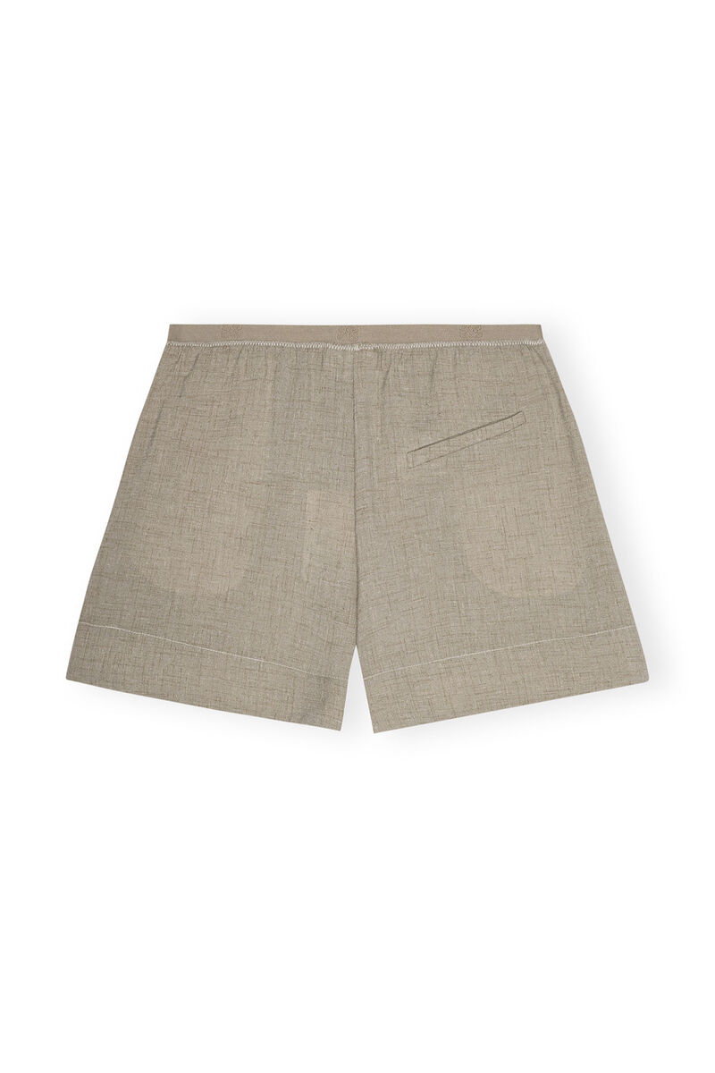 Grey Light Melange Suiting Elasticated Shorts, Polyester, in colour Alfalfa - 2 - GANNI