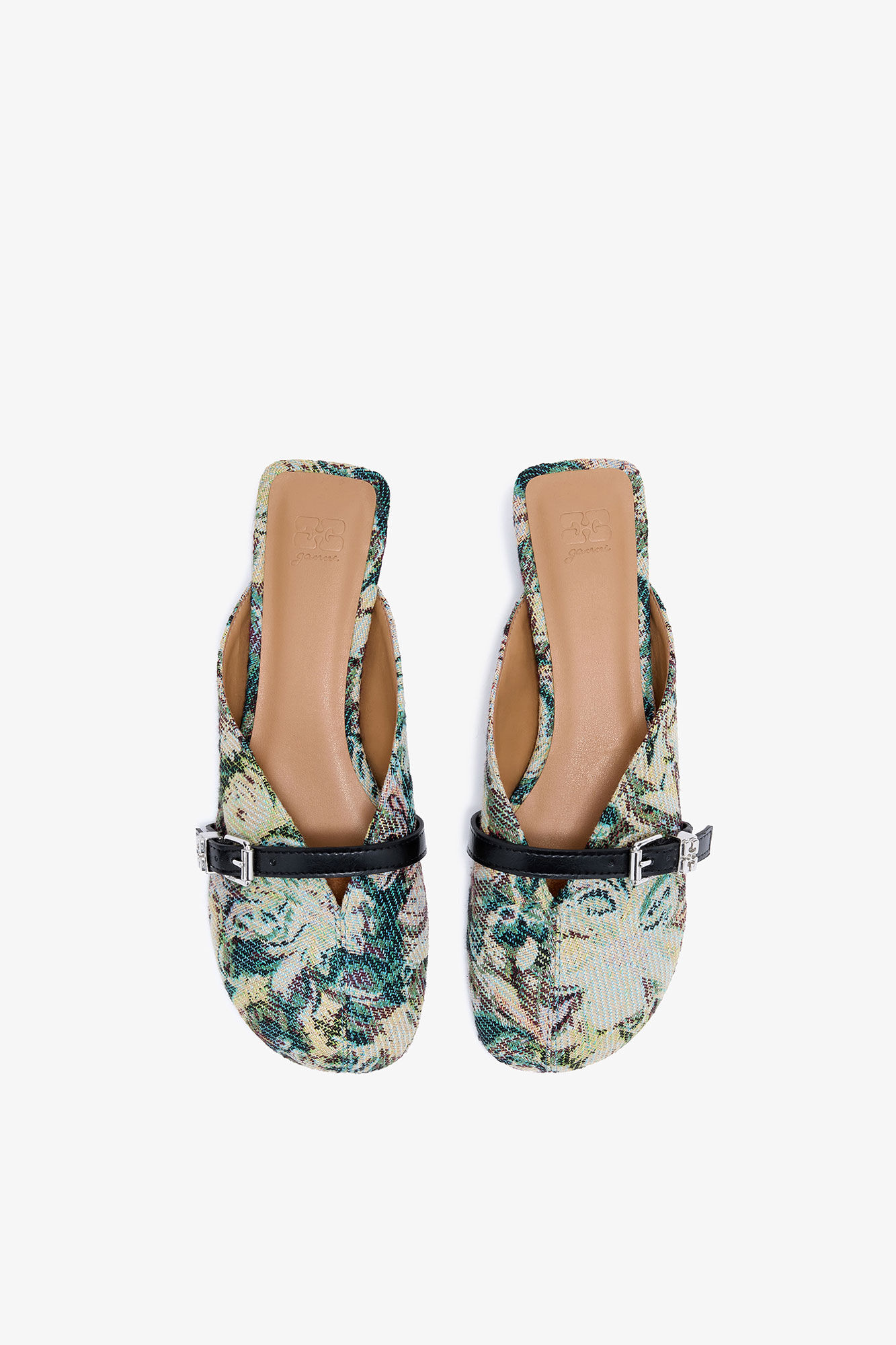 Sue Kitten Heel Mules in Tapestry, Acryl, in colour Jadeite - 3 - GANNI