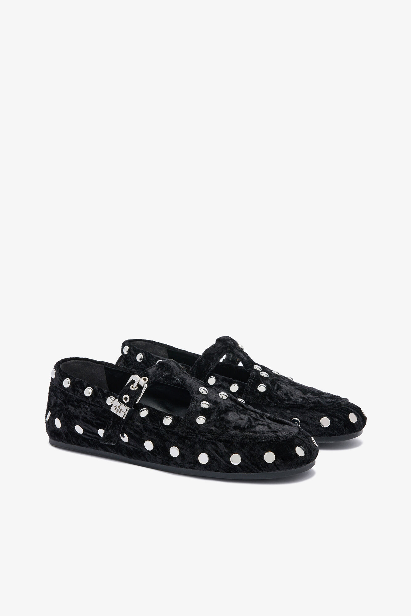 Mary Jenny Mokassins aus schwarzem Samt, Polyester, in colour Black - 2 - GANNI