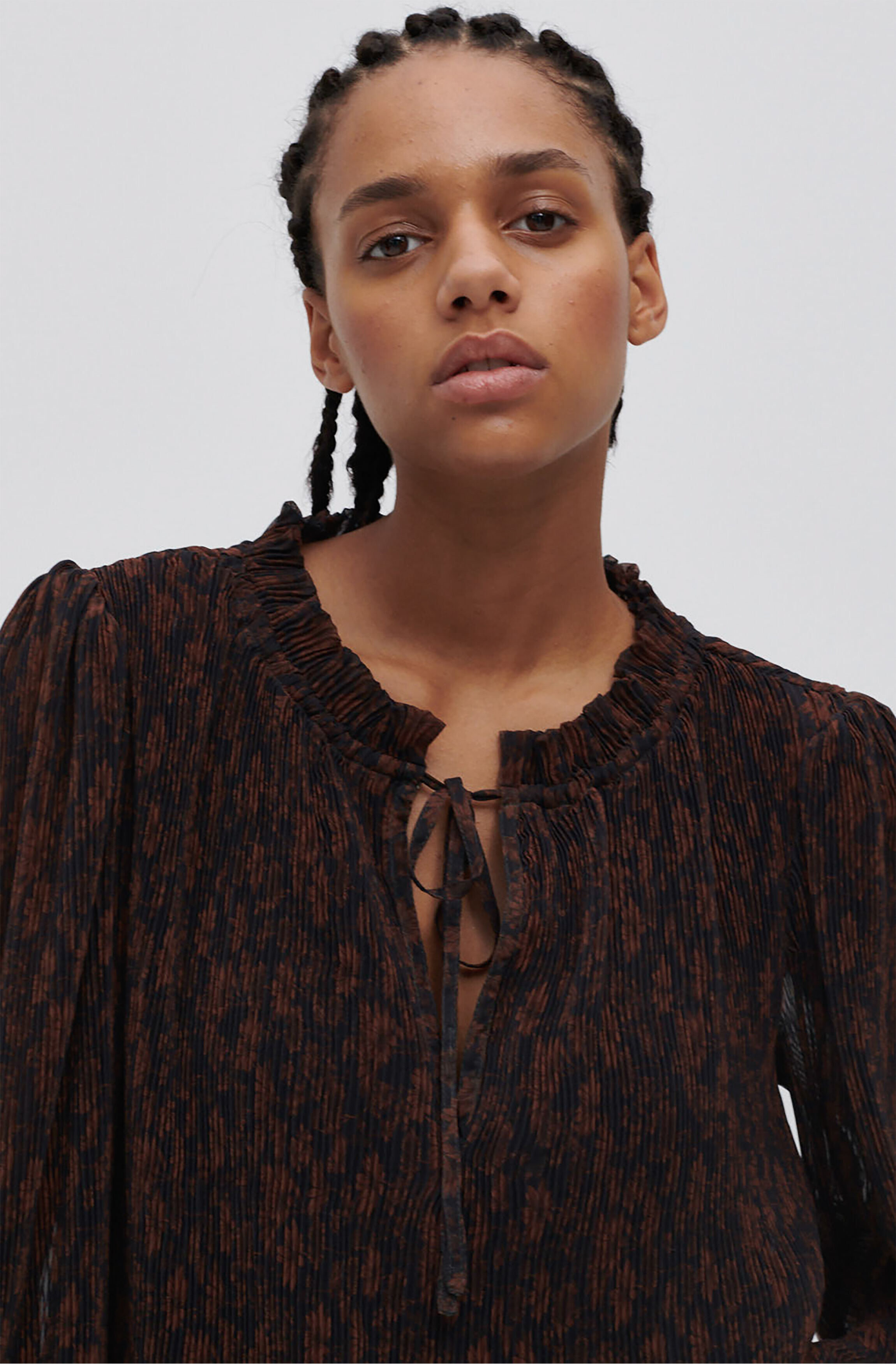 Ganni pleated georgette blouse Clearance