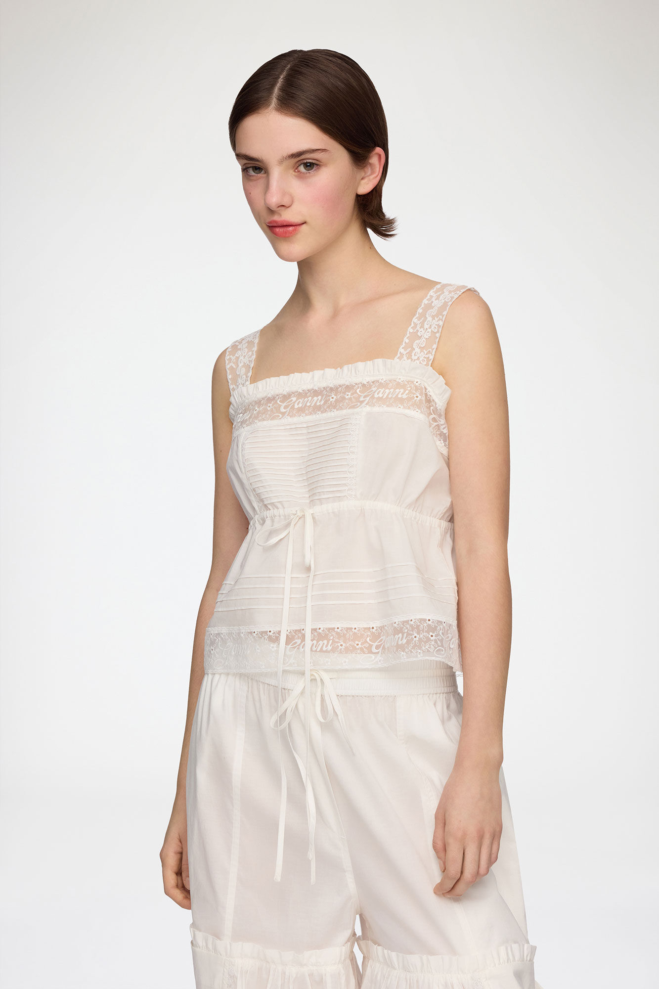 Top in White Cotton, Organic Cotton, in colour Bright White - 1 - GANNI