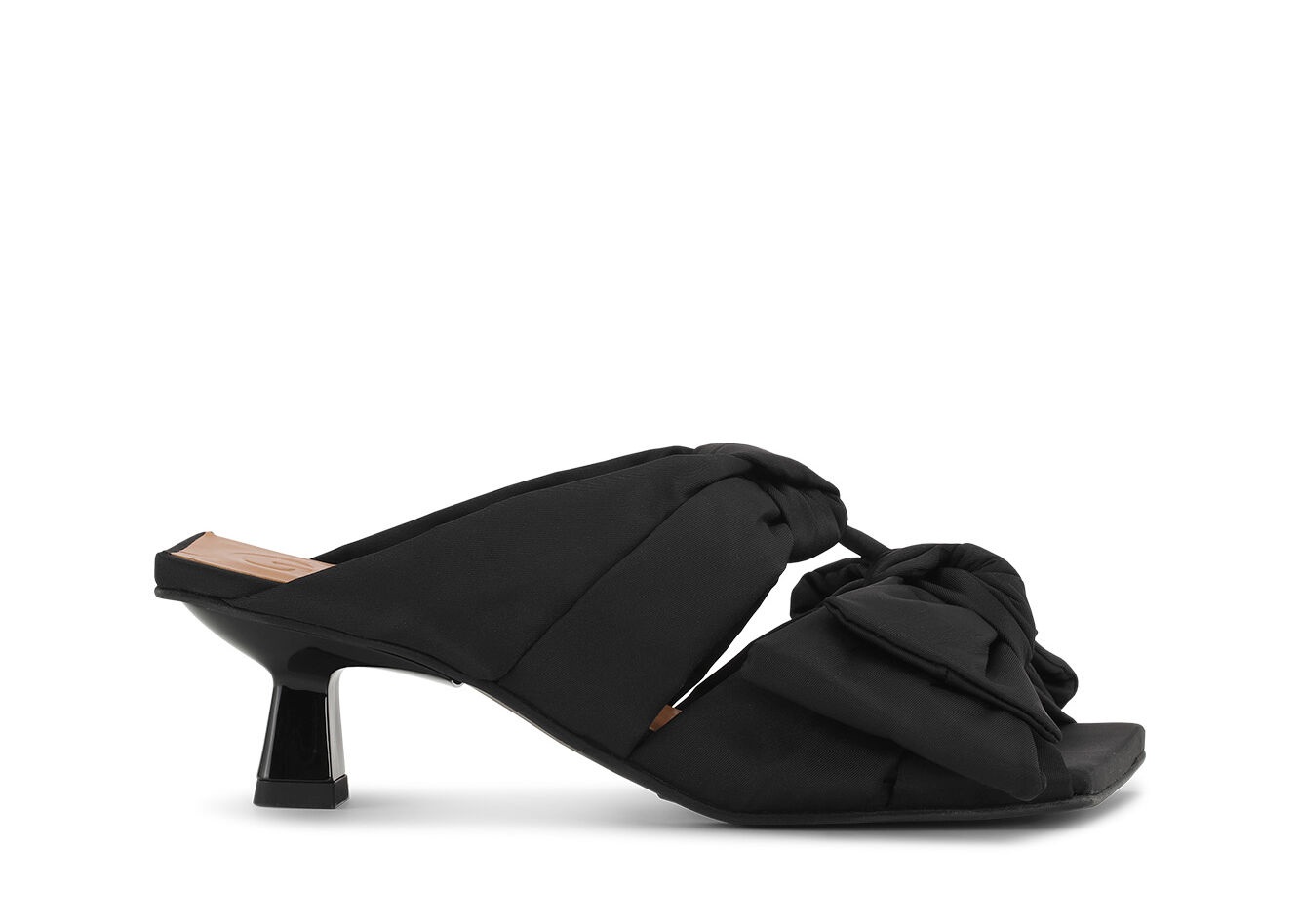 Soft Bow Kitten Heel Sandals, Nylon, in colour Black - 1 - GANNI