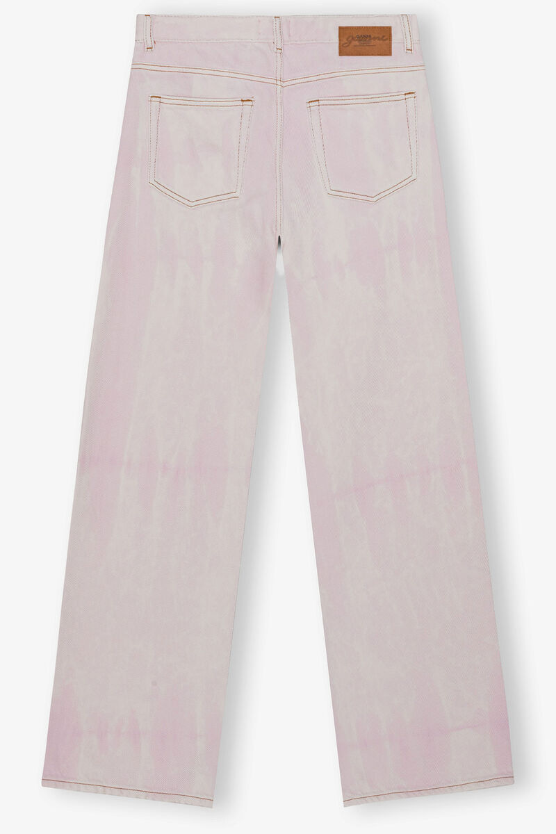 Pink Washed Izey Jeans, Cotton, in colour Chalk Pink - 2 - GANNI