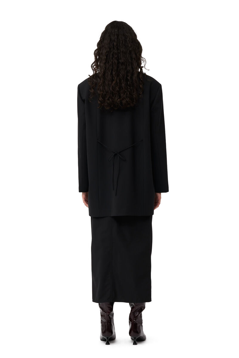 Black Black Drapey Melange Oversized Blazer | GANNI IT 