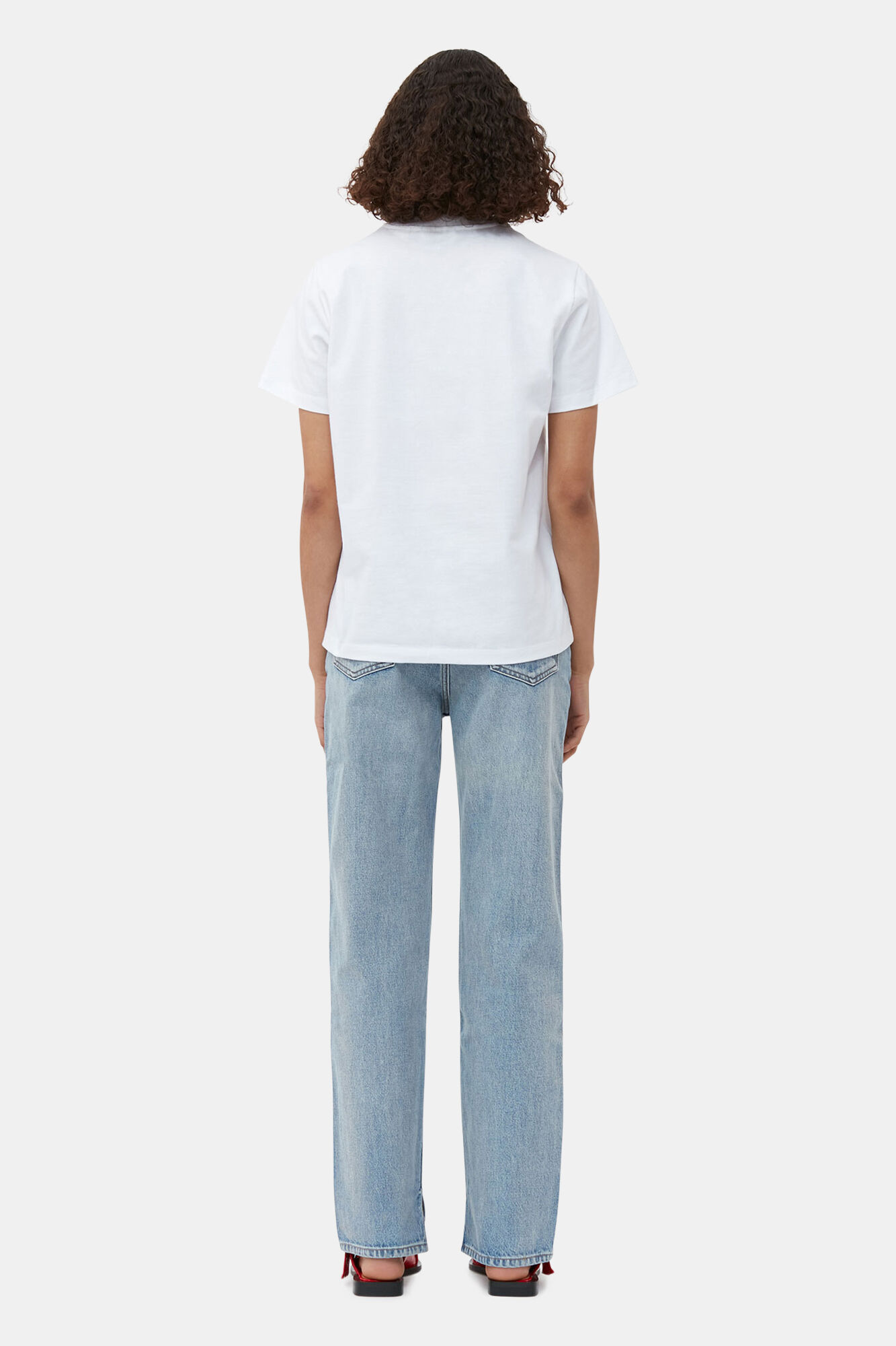 Future White Jersey Relaxed Embroidered T-shirt, Organic Cotton, in colour Bright White - 2 - GANNI