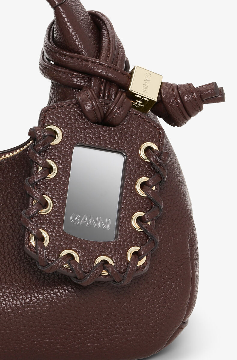 Mini sac Hobo marron, Polyurethane, in colour Chicory Coffee - 5 - GANNI