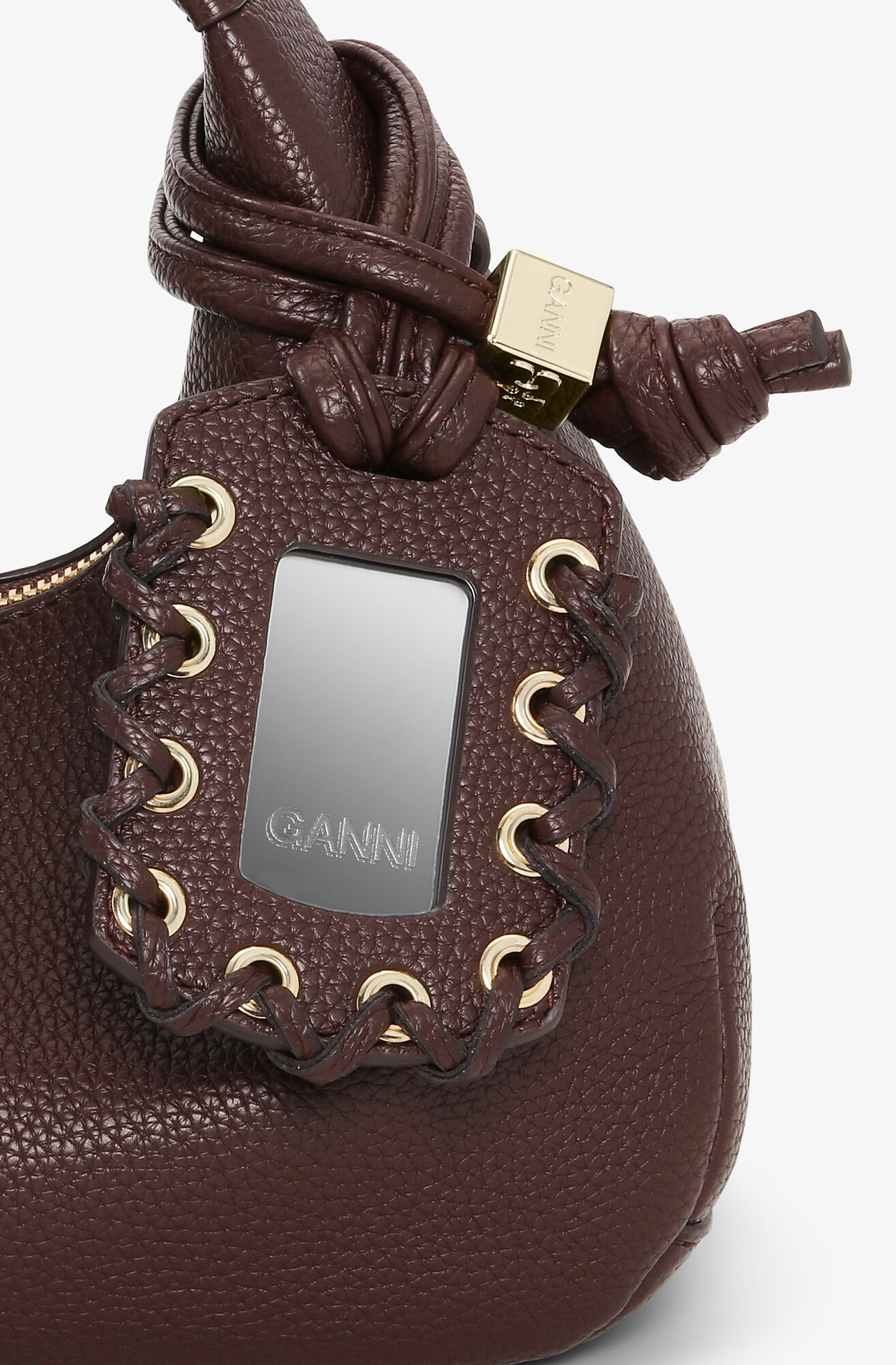 Mini sac Hobo marron, Polyurethane, in colour Chicory Coffee - 5 - GANNI