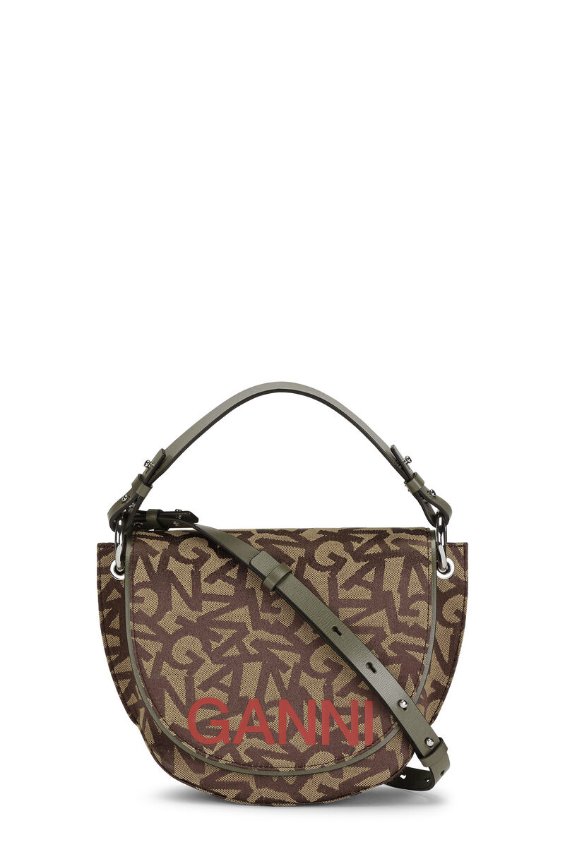 Banner Saddle Bag, Cotton, in colour Ermine - 1 - GANNI