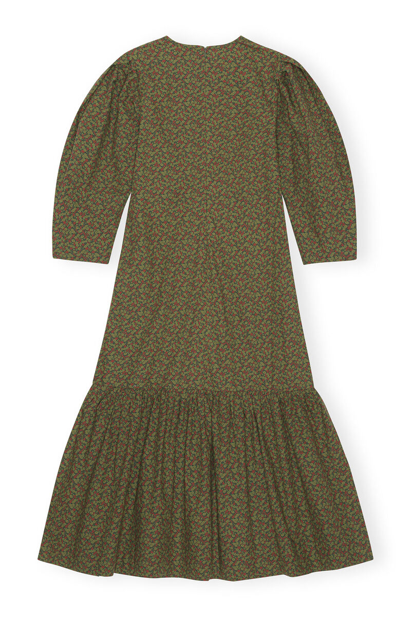 Printed Cotton V-neck Maxi Dress, Cotton, in colour Avocado - 2 - GANNI