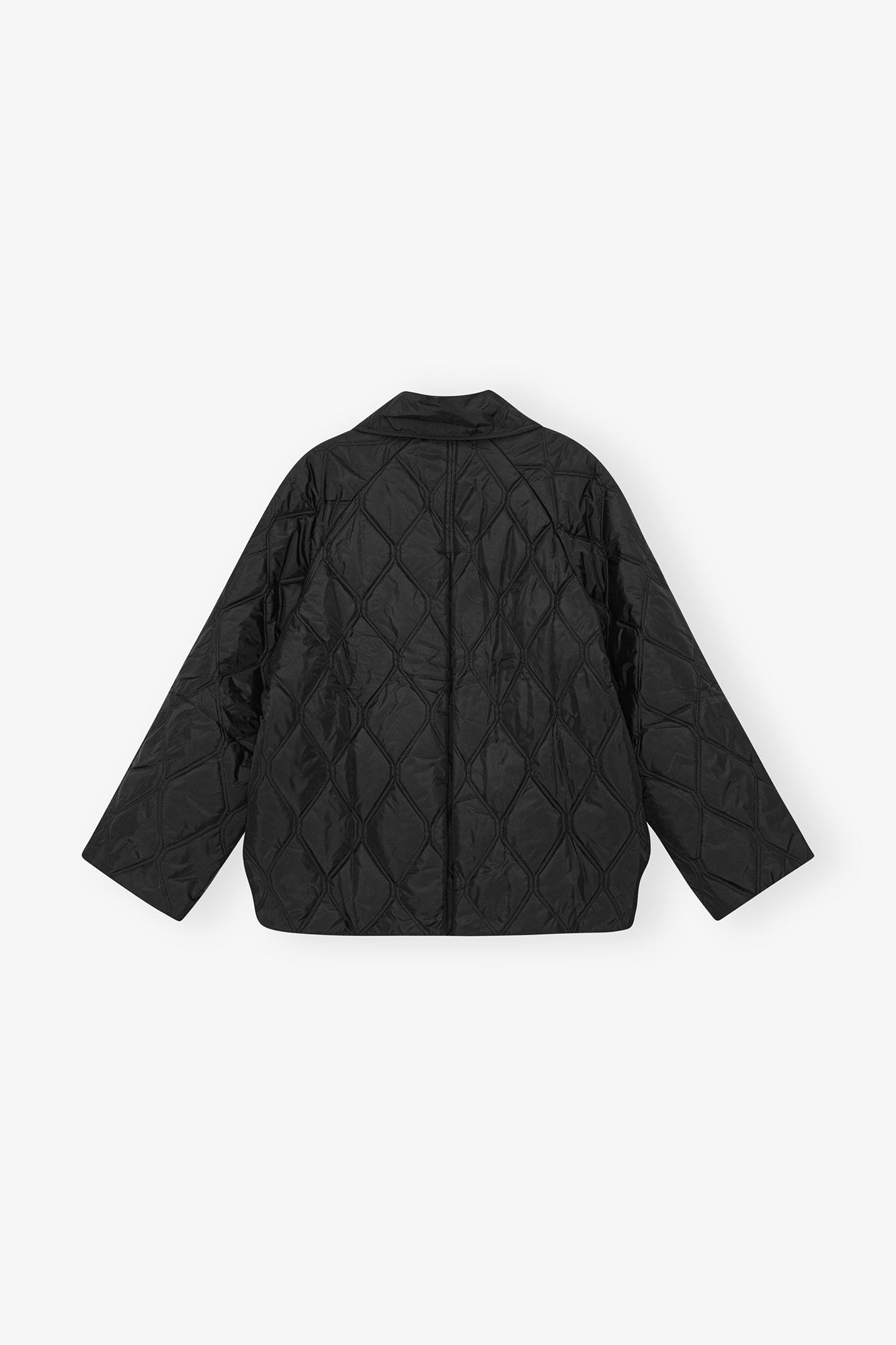 Black Ripstop Quilt Jacket, Recycled Polyester, in colour Black - 2 - GANNI