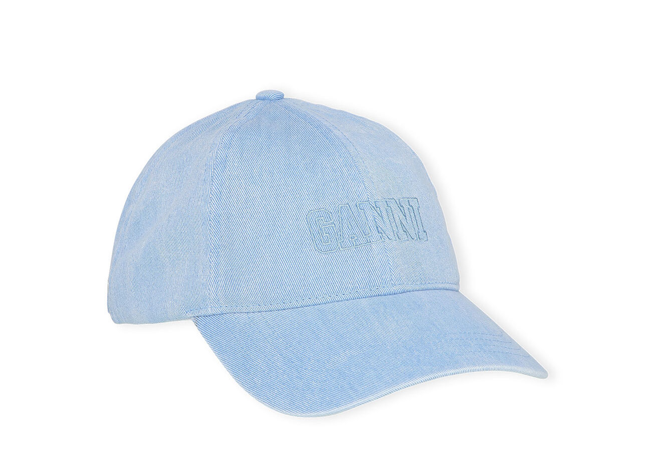 Blue Embroidered Denim Logo Kappe, Cotton, in colour Baby Blue - 1 - GANNI