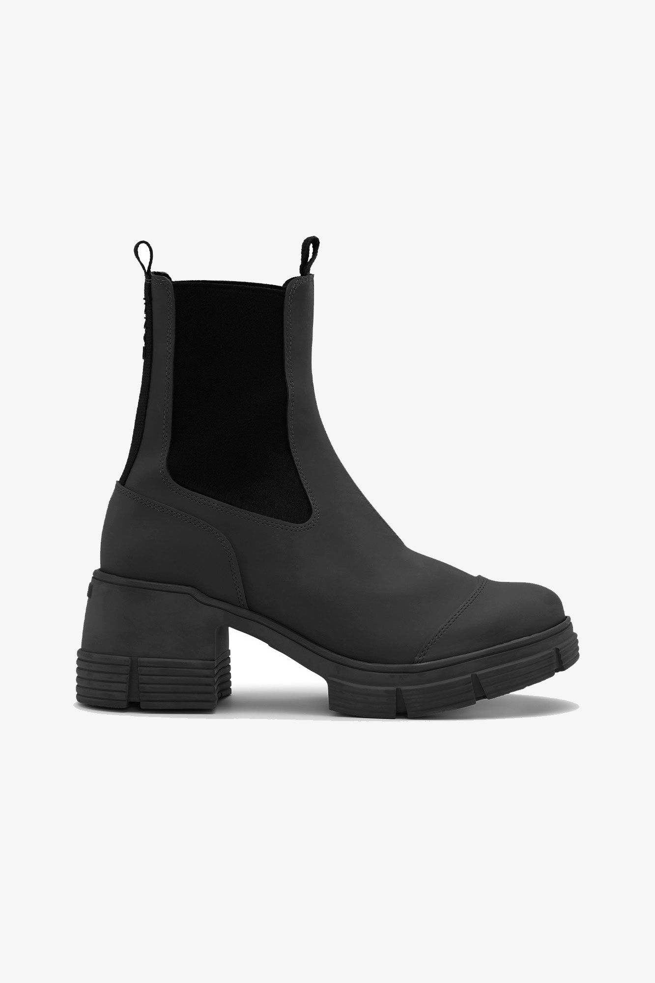 Bottes de ville en caoutchouc à talon, Recycled rubber, in colour Black - 1 - GANNI