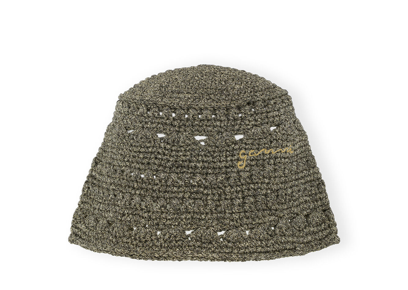 Metallic Crochet Bucket Hat, Cotton, in colour Black - 1 - GANNI