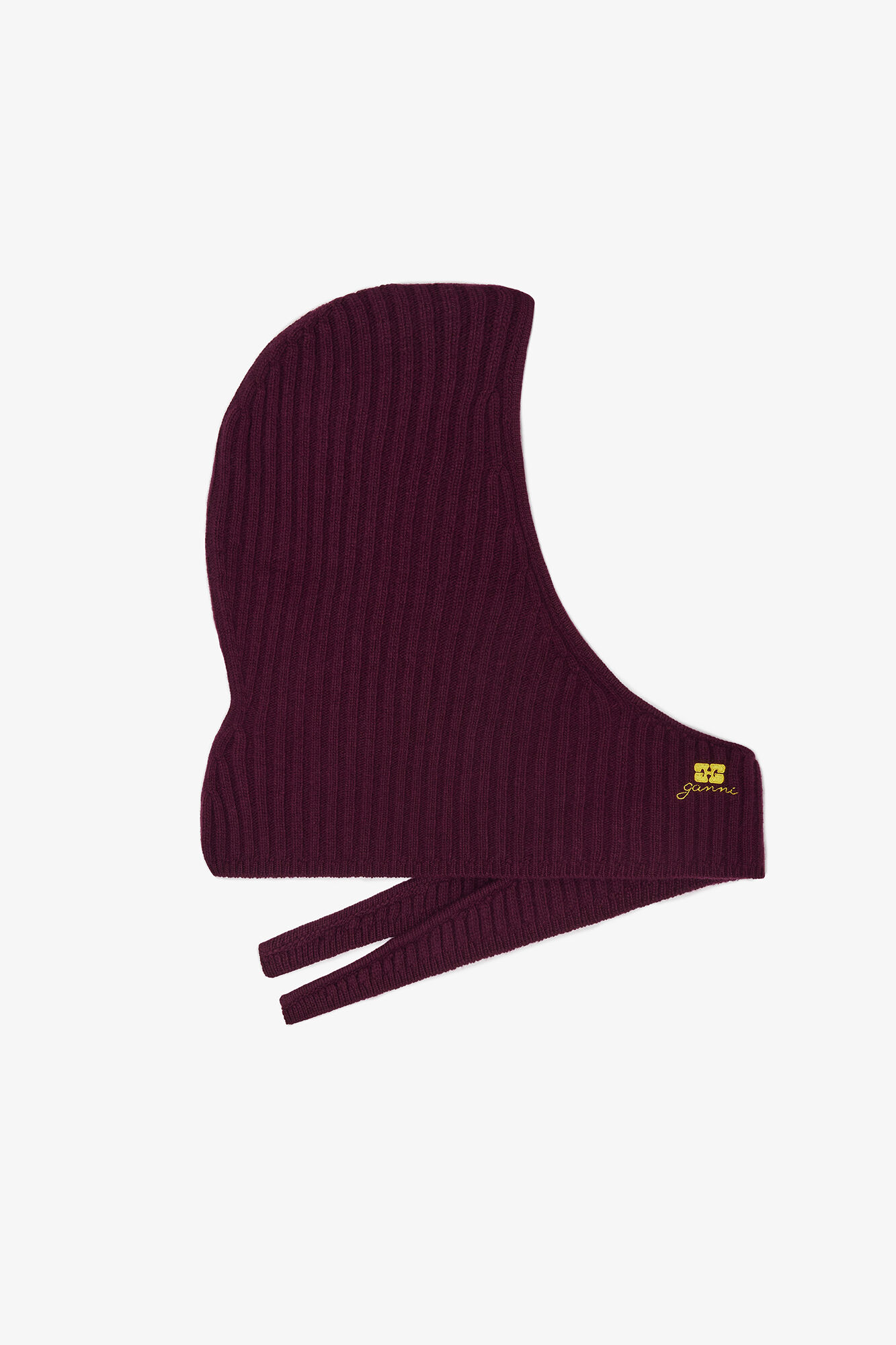 Burgundy Wool Mix Balaclava, Wool, in colour Burgundy - 1 - GANNI